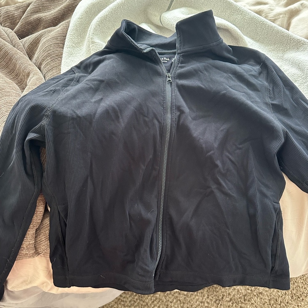 Ribbed Cropped Abercrombie  Zip-Up Jacket